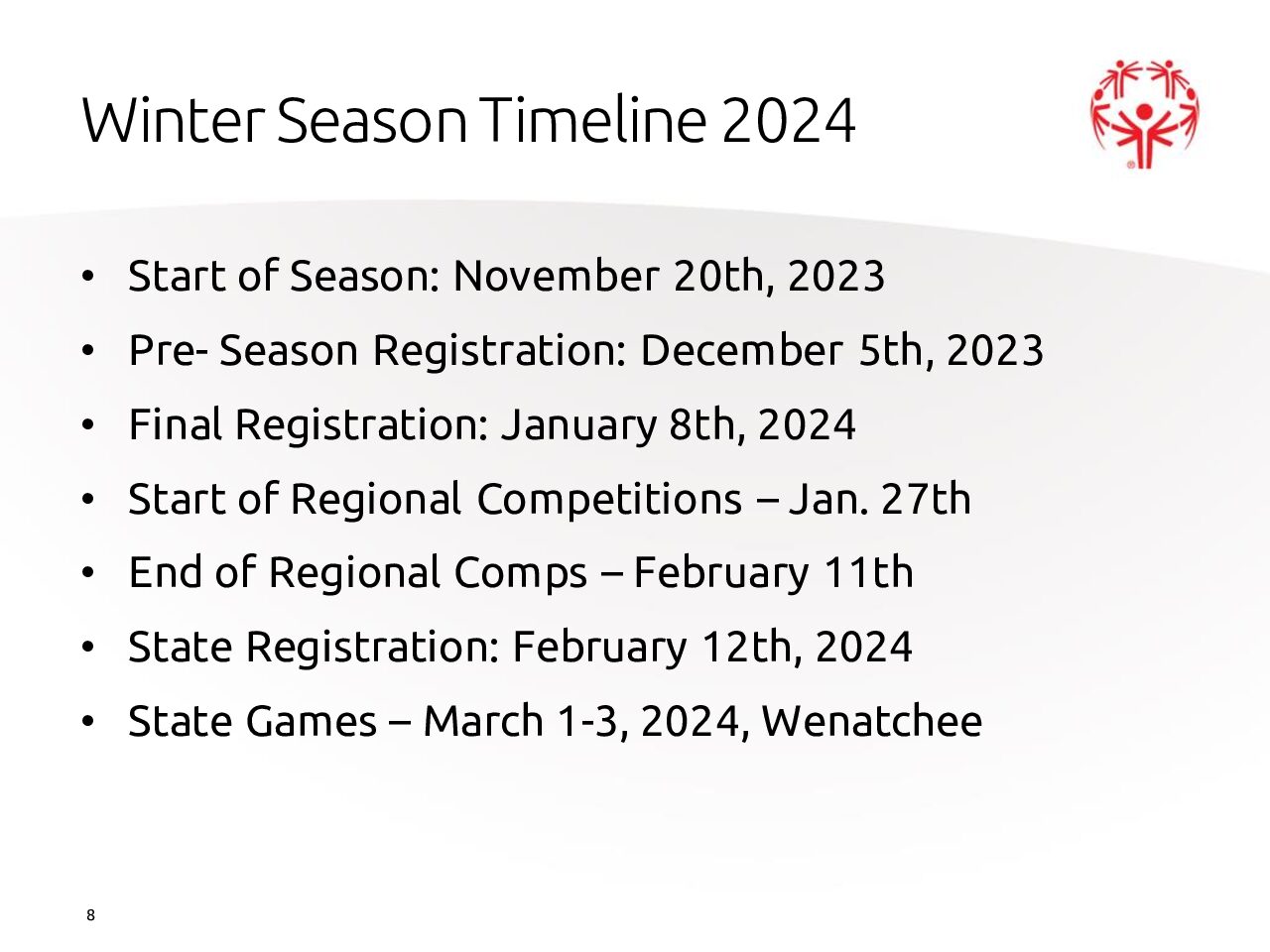 Special Olympics WashingtonWinter Season Timeline Special Olympics